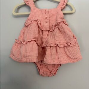 Charming Pink Ruffled Dress NB